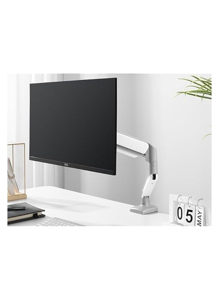 erorex - Single Monitor Arm Fits up to 32 inches Swivel and Height Adjustable Gas Spring Computer Monitor Stand 4.4-19.8lbs C-Clamp VESA 75mm 100mm Silvery Gray-Single Arm - Image 1