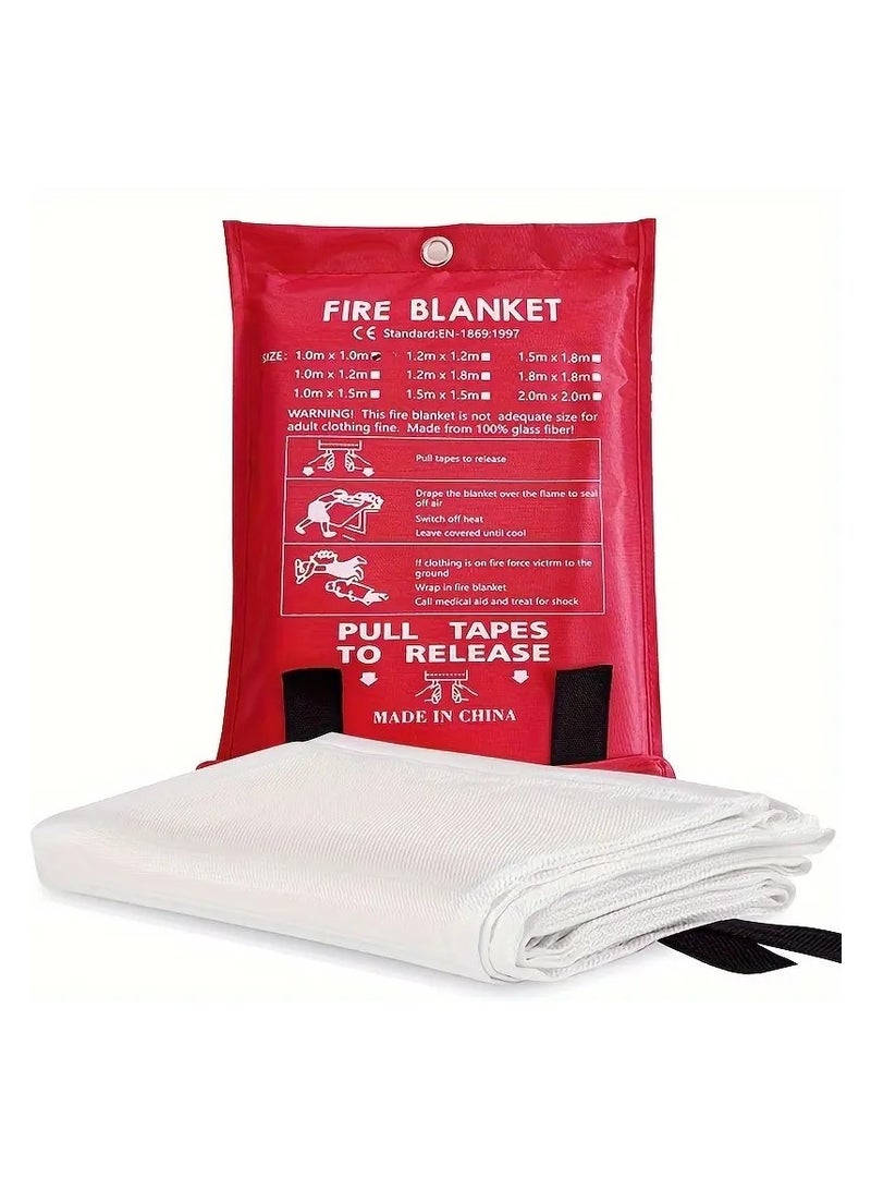 دي أس أس بطانية طوارىء مقاومة للهب  والحرارة, بطانية أمان من الألياف الزجاجية لعزل الحرارة واللهب, أداة طوارىء فعالة للمطبخ والمنزل والسيارة والسفر وأماكن التخزين,بطانية متعددة الإستخدامات 1 *1 متر أبيض - Image 1