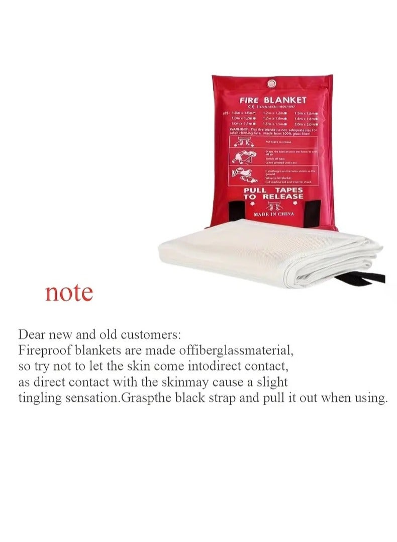 دي أس أس بطانية طوارىء مقاومة للهب  والحرارة, بطانية أمان من الألياف الزجاجية لعزل الحرارة واللهب, أداة طوارىء فعالة للمطبخ والمنزل والسيارة والسفر وأماكن التخزين,بطانية متعددة الإستخدامات 1 *1 متر أبيض - Image 2