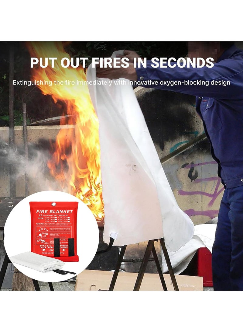 دي أس أس بطانية طوارىء مقاومة للهب  والحرارة, بطانية أمان من الألياف الزجاجية لعزل الحرارة واللهب, أداة طوارىء فعالة للمطبخ والمنزل والسيارة والسفر وأماكن التخزين,بطانية متعددة الإستخدامات 1 *1 متر أبيض - Image 4