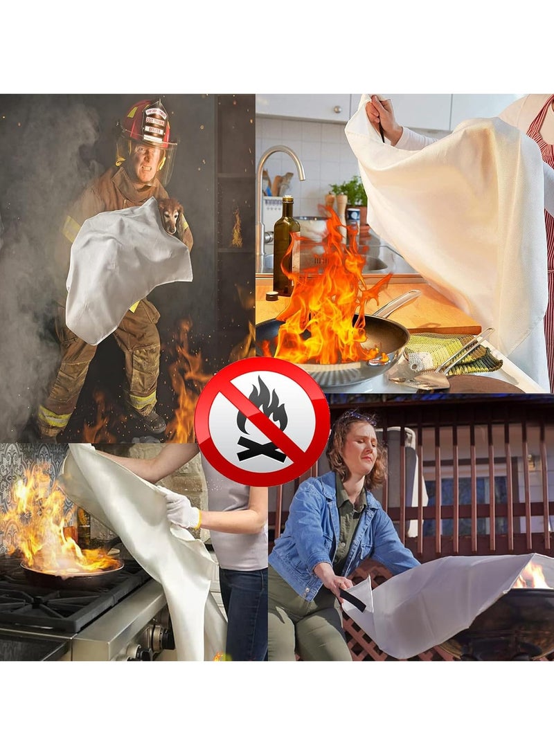 دي أس أس بطانية طوارىء مقاومة للهب  والحرارة, بطانية أمان من الألياف الزجاجية لعزل الحرارة واللهب, أداة طوارىء فعالة للمطبخ والمنزل والسيارة والسفر وأماكن التخزين,بطانية متعددة الإستخدامات 1 *1 متر أبيض - Image 5