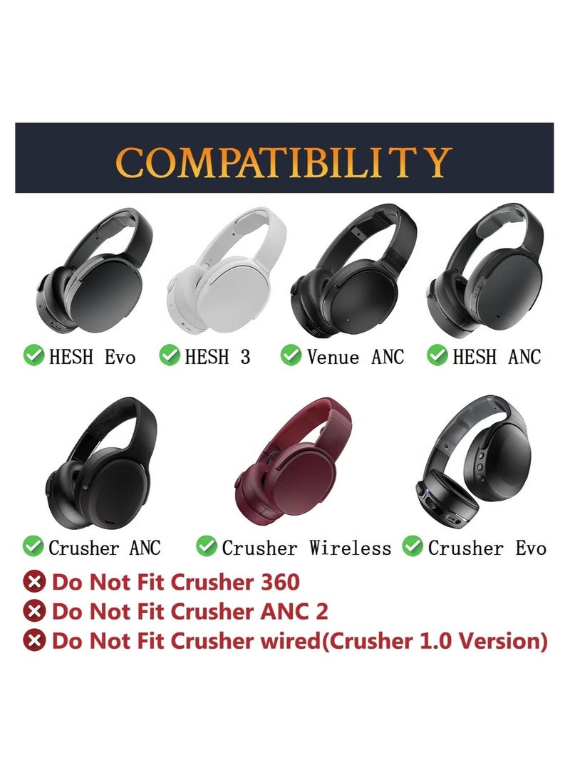 وسائد أذن جل تبريد بديلة لسماعات Skullcandy Hesh3 Hesh 3/ANC/Evo & Crusher اللاسلكية/ANC/Evo & Venue ANC فوق الأذن، وسائد أذن مع رغوة عزل الضوضاء - Image 2
