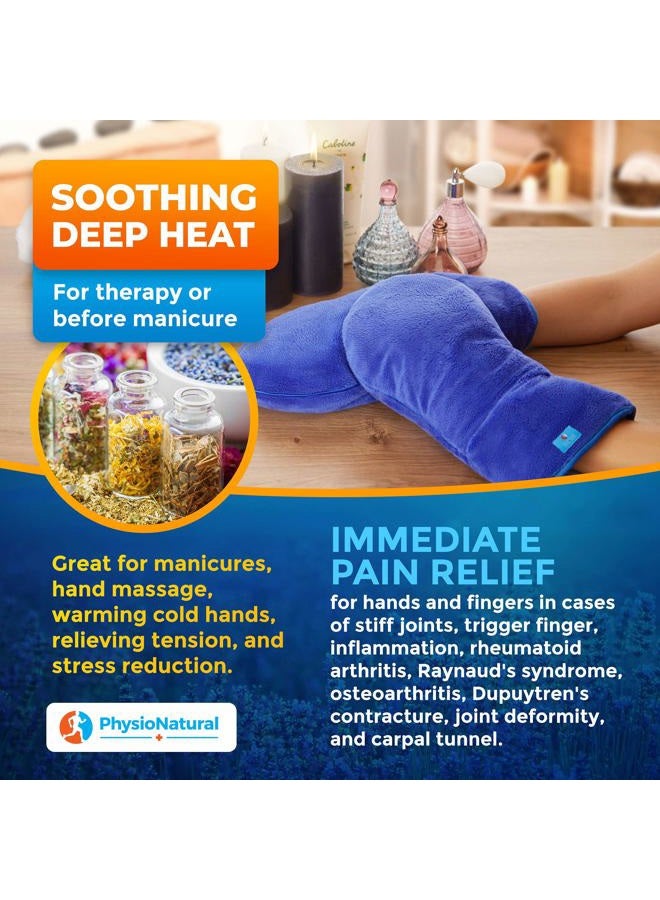 PhysioNatural Microwave Safe Therapy Mittens with Flax Seeds - Moist Heat Therapy Relief for Hands and Fingers for Stiff Joints, Trigger Fingers, Inflammation, Raynauds, Carpal Tunnel, Natural Aromatherapy Gloves  - Image 5