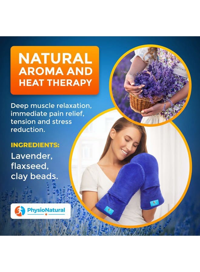 PhysioNatural Microwave Safe Therapy Mittens with Flax Seeds - Moist Heat Therapy Relief for Hands and Fingers for Stiff Joints, Trigger Fingers, Inflammation, Raynauds, Carpal Tunnel, Natural Aromatherapy Gloves  - Image 2