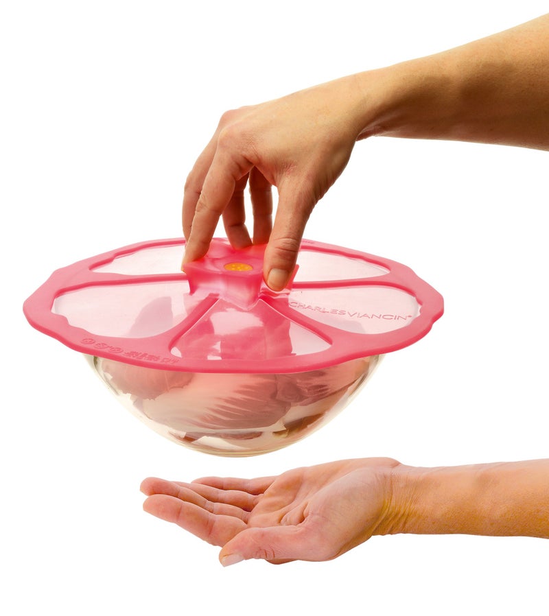Charles Viancin - Hibiscus Silicone Lid for Food Storage and Cooking - 11''/28cm - Airtight Seal on Any Smooth Rim Surface - BPA-Free - Oven, Microwave, Freezer, Stovetop and Dishwasher Safe - Image 2