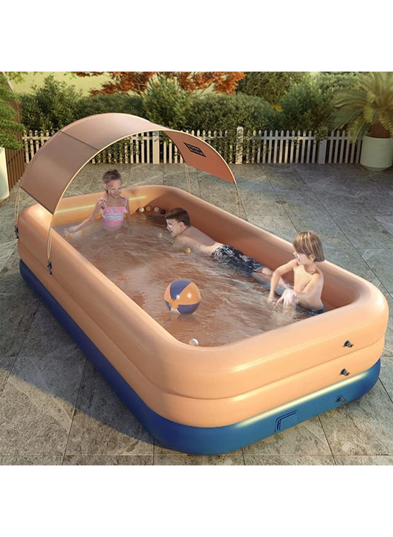 LIMOS Inflatable Swimming Pool with Sun Shade Automatic Family Pool for Kids & Adults - Image 1