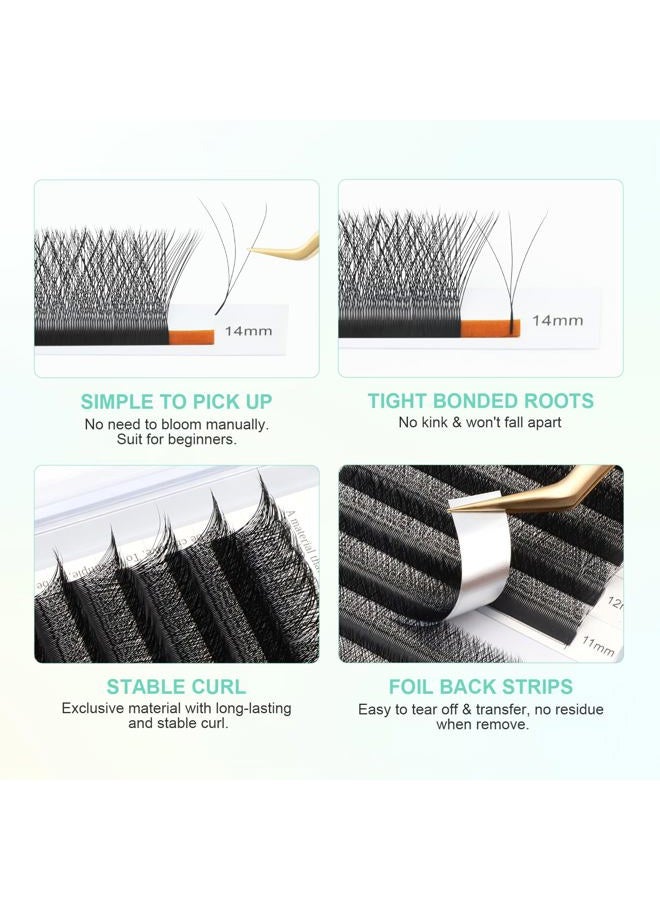 NAGARAKU W Eyelash Extension 3D Volume Premade Fan 0.07mm C curl 8-12mm mix Faux Mink Matte Black Cluster Easy Fanning yy Eye Lashes - Image 4