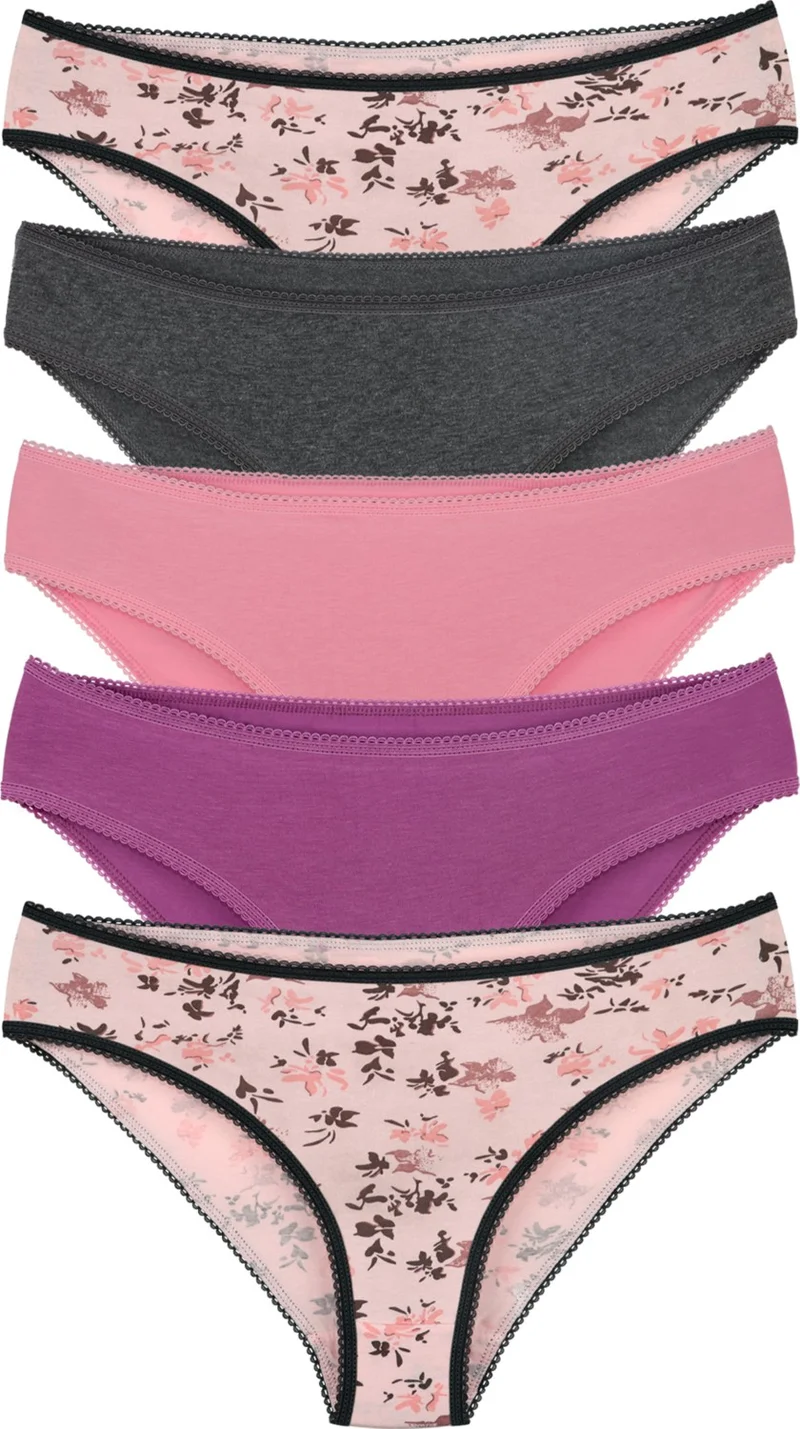 سينسو Women's Cotton Bikini Panties 5 Pack Set - KTS1106