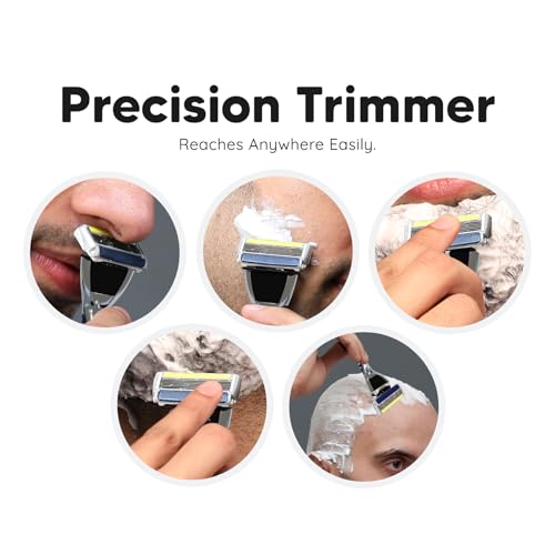 LetsShave Pro 6 Advance Shaving Razor Value Set with 4 Blades 1 Handle + Razor Cap, World's First 6-Blade Razor with Precision Back Blade Argan Oil & Aloe Vera Infused moisturizing strip, Shaving Kit - Image 4