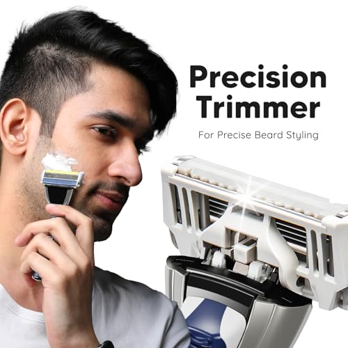 LetsShave Pro 6 Advance Shaving Razor Value Set with 4 Blades 1 Handle + Razor Cap, World's First 6-Blade Razor with Precision Back Blade Argan Oil & Aloe Vera Infused moisturizing strip, Shaving Kit - Image 3