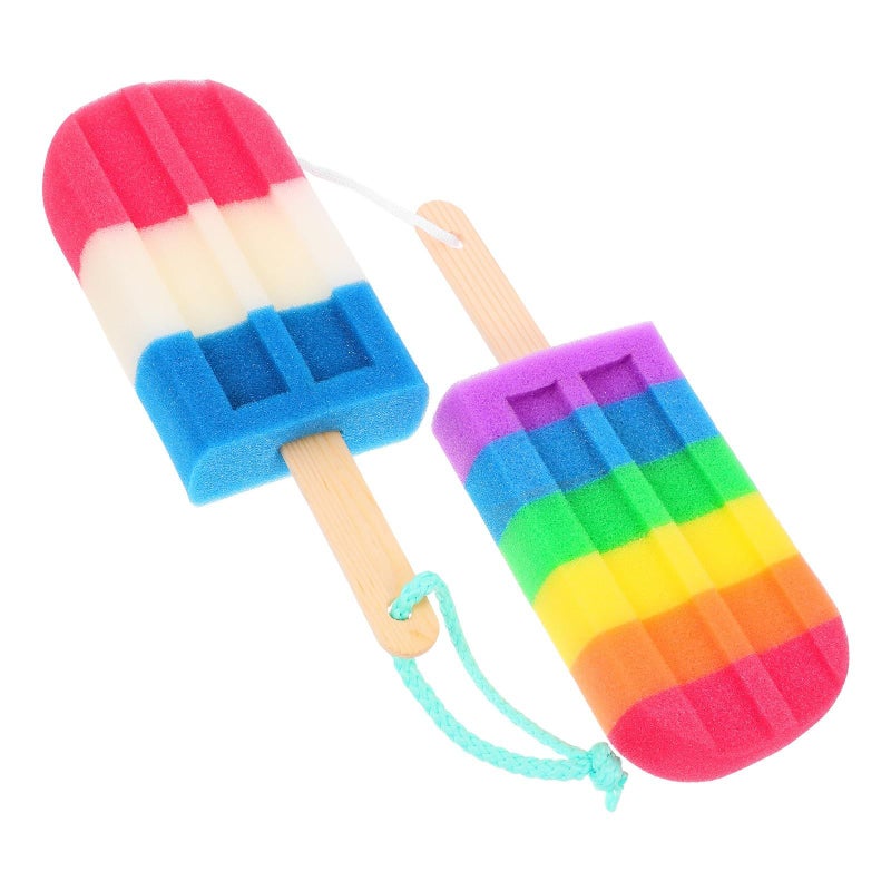 High Density Ice Cream Bath Sponges 2-Pack Exfoliating Body Scrubber Loofah Gentle Cleansing - Image 2