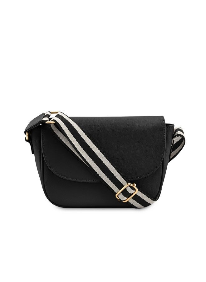 fastrack حقيبة سلاينغ يومية مزخرفة من فاستراك للنساء والفتيات والسيدات | حقيبة يد للسيدات | مع حزام سلاينغ عريض باللون الأسود - Image 1