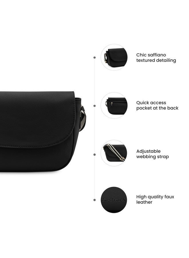 fastrack حقيبة سلاينغ يومية مزخرفة من فاستراك للنساء والفتيات والسيدات | حقيبة يد للسيدات | مع حزام سلاينغ عريض باللون الأسود - Image 3