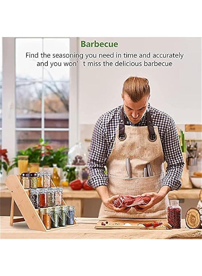 هوكور pyebe Bamboo Spice Rack Organizer, 3-Tier Spice Shelf, Wooden Spice Rack for Kitchen Drawer, Cabinet, Cabinet Space Saver Countertop Display Shelf Kitchen Step Shelf - Image 3