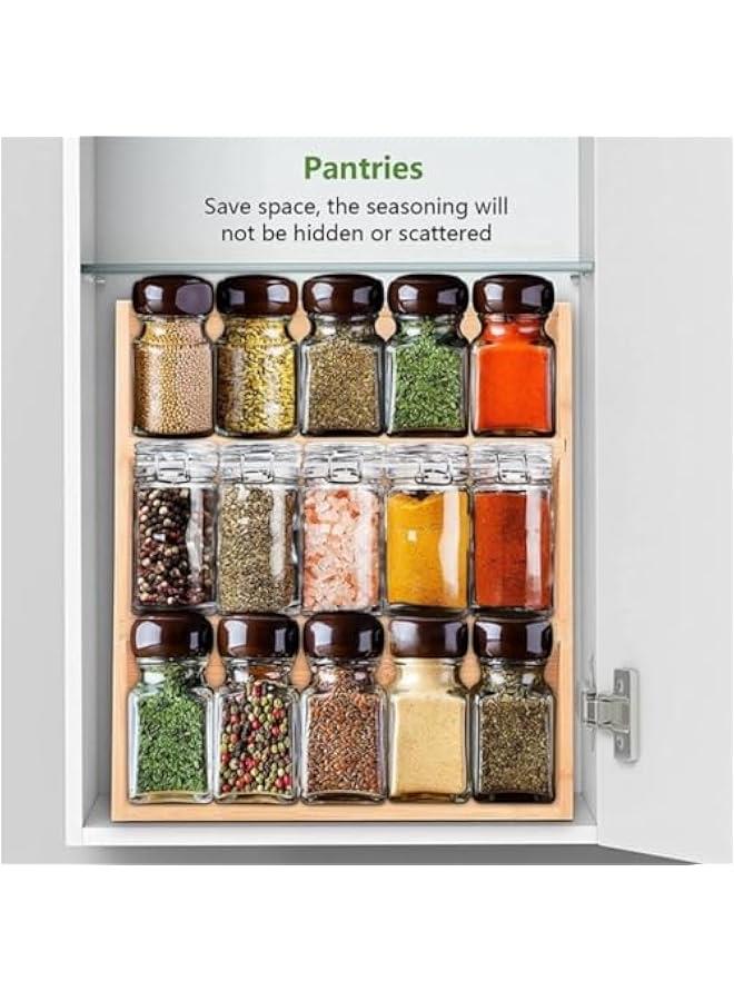 هوكور pyebe Bamboo Spice Rack Organizer, 3-Tier Spice Shelf, Wooden Spice Rack for Kitchen Drawer, Cabinet, Cabinet Space Saver Countertop Display Shelf Kitchen Step Shelf - Image 4