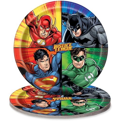 Unique Party Round Dinner Paper Plates 9 Justice League 8 Pcs - Image 1