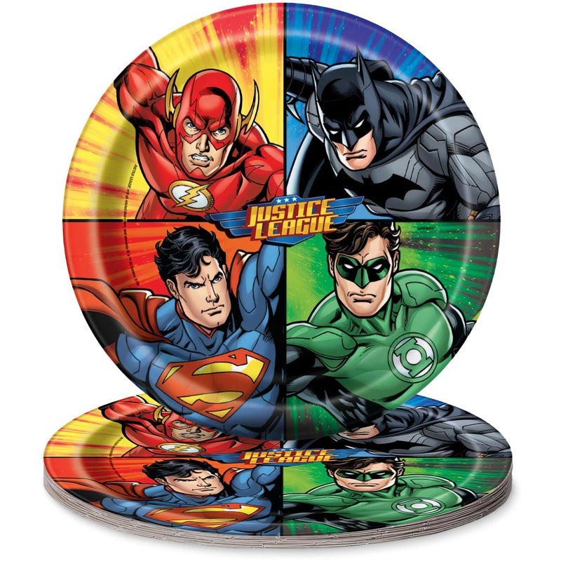 Unique Party Round Dinner Paper Plates 9 Justice League 8 Pcs - Image 2