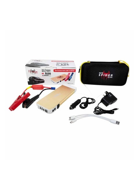 Metal Shell Multi-Function Jump Starter Power Bank With LED Flashlight Dual USB Charging 120000mAh Big Power 66.6Wh -New Spider Plus K66 Jump Start