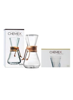 Chemex Bundle Pack I Classic Coffee Maker 3-Cup (15oz) with 100 pcs Half Moon Bonded Coffee Filter Papers  - Image 1