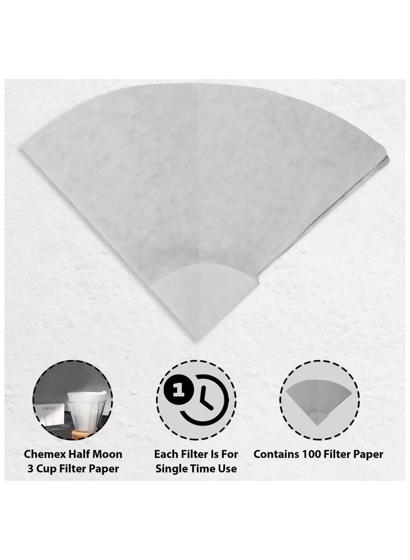 كيميكس حزمة 1 ماكينة قهوة كلاسيكية سعة 3 أكواب (15 أونصة) مع 100 قطعة من ورق فلتر القهوة نصف القمري - Image 5