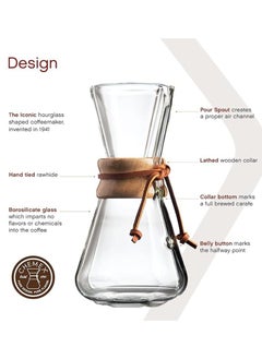 Chemex Bundle Pack I Classic Coffee Maker 3-Cup (15oz) with 100 pcs Half Moon Bonded Coffee Filter Papers  - Image 3