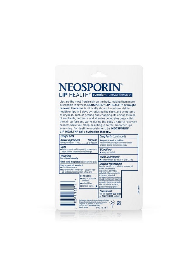 Neosporin Neosporin Lip Health Overnight Healthy Lips Renewal Therapy Petrolatum Lip Protectant, 0.27oz. (Pack of 2)  - Image 3