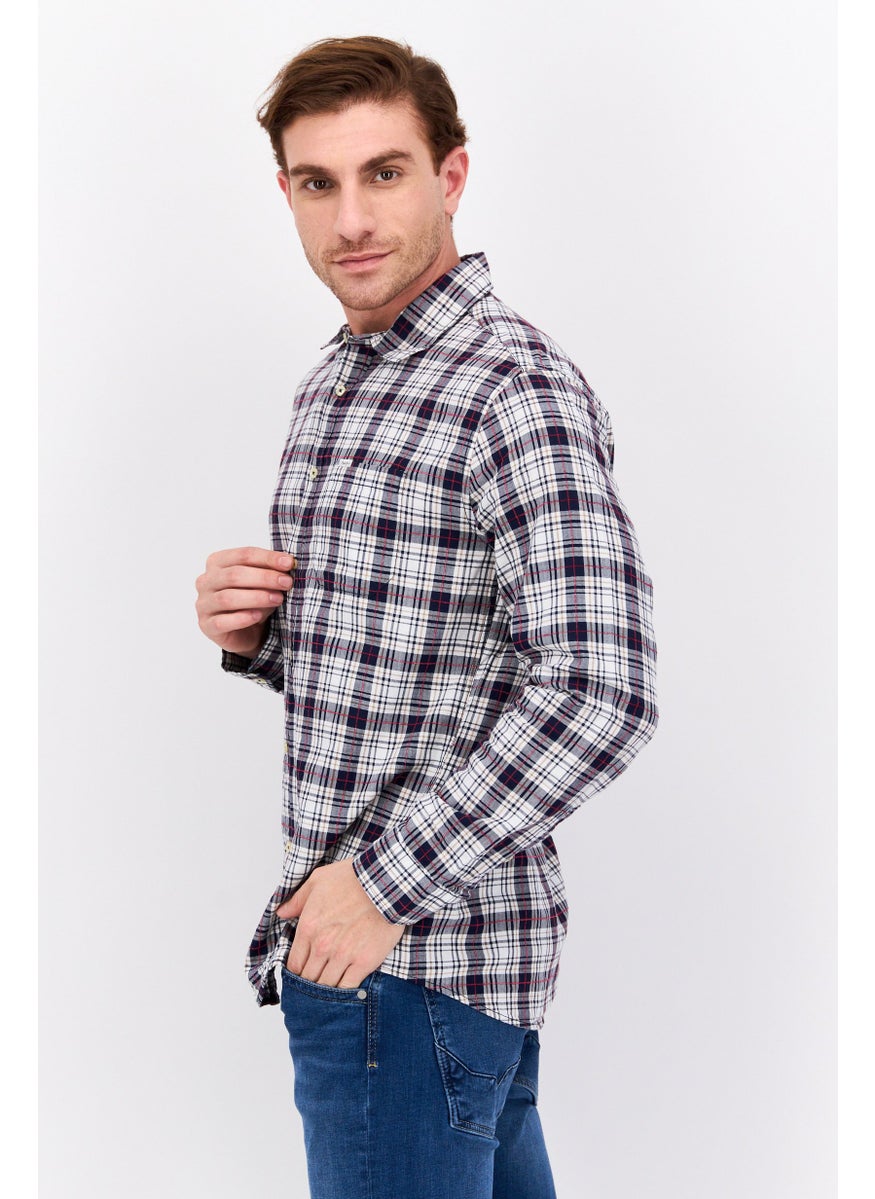 Pepe Jeans Men Regular Fit Checkered Long Sleeves Casual Shirt, White  - Image 2