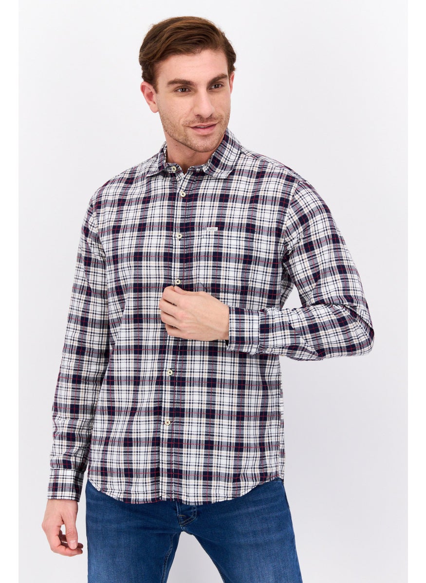 Pepe Jeans Men Regular Fit Checkered Long Sleeves Casual Shirt, White  - Image 1