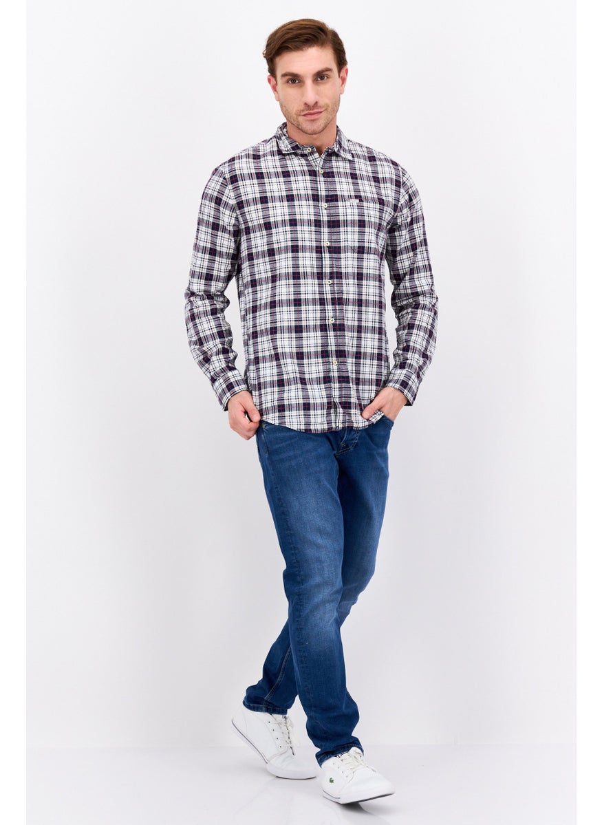 Pepe Jeans Men Regular Fit Checkered Long Sleeves Casual Shirt, White  - Image 4