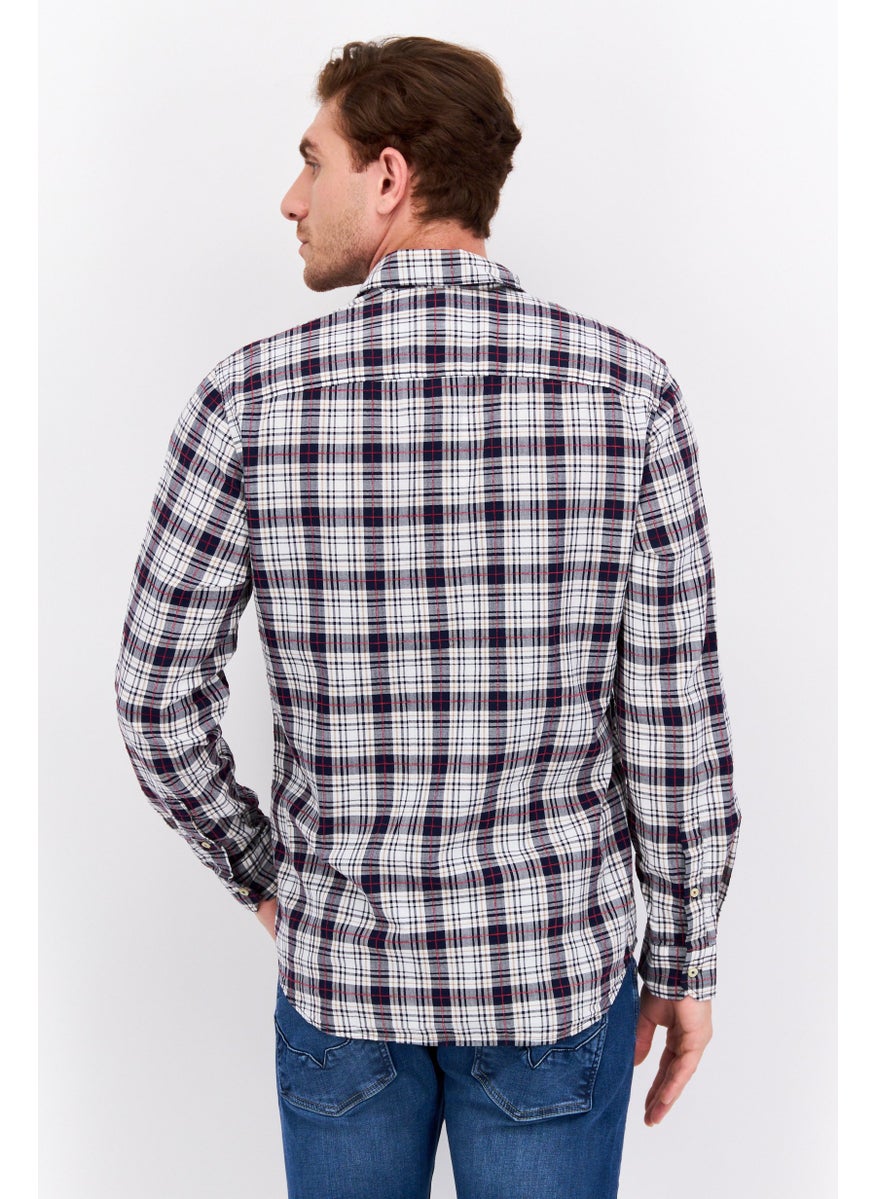Pepe Jeans Men Regular Fit Checkered Long Sleeves Casual Shirt, White  - Image 3