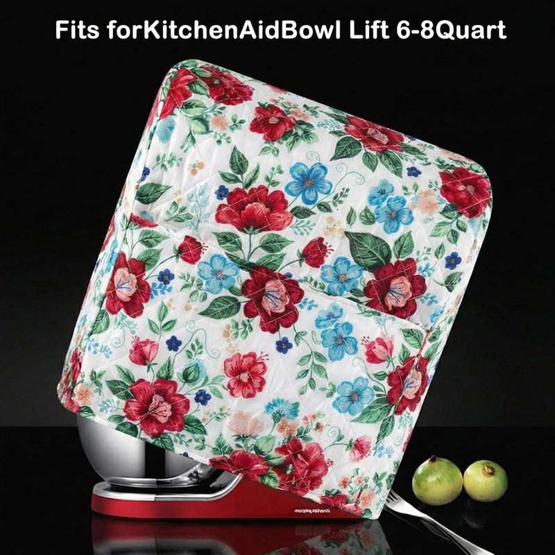 TUYUU غطاء خلاط ثابت مع جيب، أغطية خلاط مطبوعة بنقشة بيزلي الجميلة متوافقة مع خلاطات Kitchenaid/Hamilton سعة 6-8 كوارت / موديلات الرأس المائل ورفع الوعاء (زهور #7) - Image 3