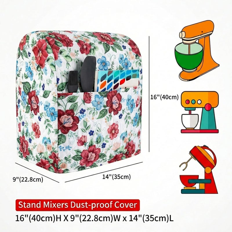 TUYUU غطاء خلاط ثابت مع جيب، أغطية خلاط مطبوعة بنقشة بيزلي الجميلة متوافقة مع خلاطات Kitchenaid/Hamilton سعة 6-8 كوارت / موديلات الرأس المائل ورفع الوعاء (زهور #7) - Image 2