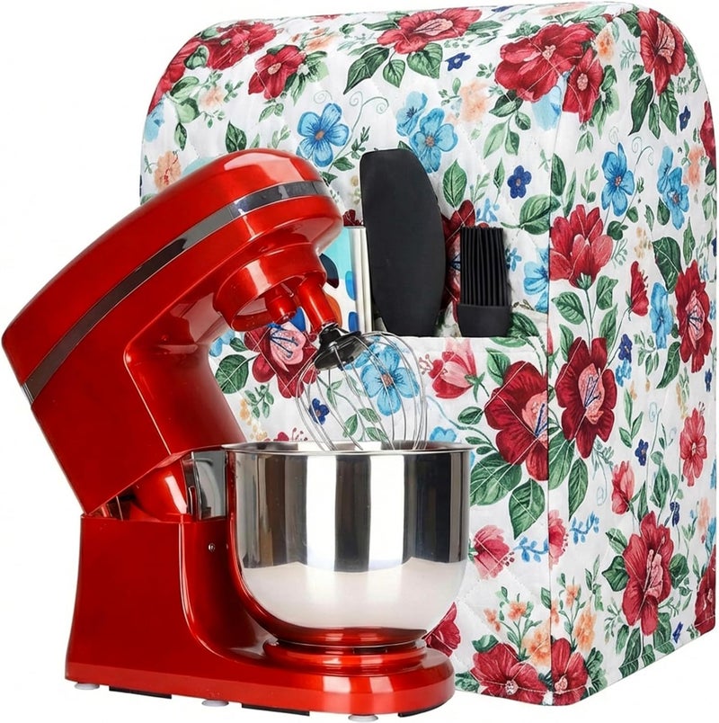 TUYUU غطاء خلاط ثابت مع جيب، أغطية خلاط مطبوعة بنقشة بيزلي الجميلة متوافقة مع خلاطات Kitchenaid/Hamilton سعة 6-8 كوارت / موديلات الرأس المائل ورفع الوعاء (زهور #7) - Image 1