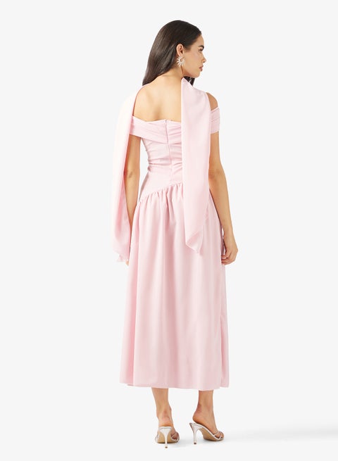 Ginger Off Shoulder Drop Waist Dress with Slit | Best Price Bahrain