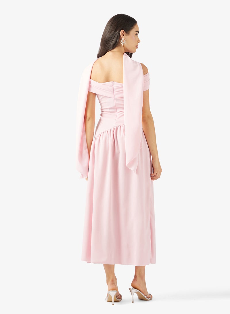 Ginger Off Shoulder Drop Waist Dress with Slit - Image 2