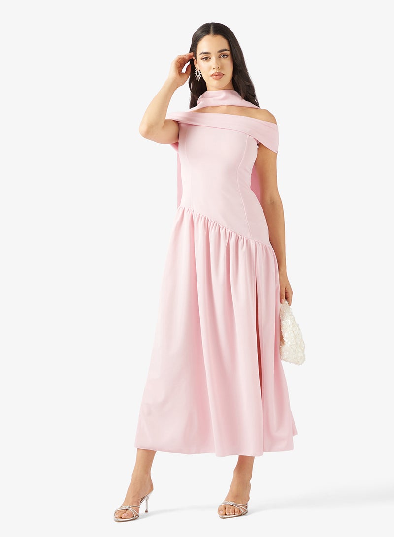 Ginger Off Shoulder Drop Waist Dress with Slit - Image 5
