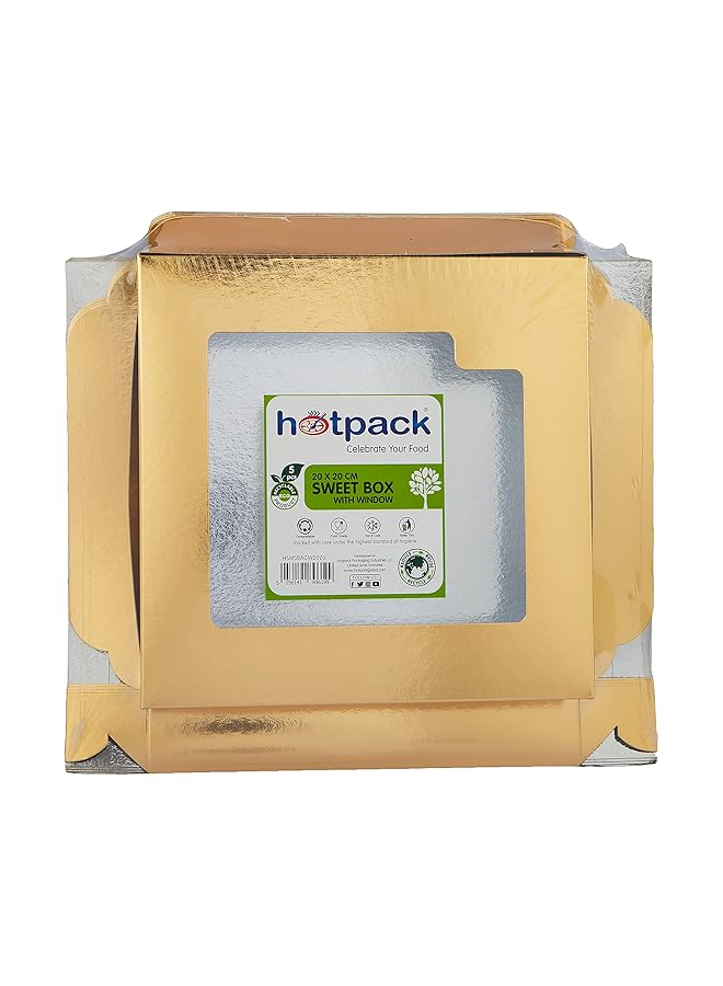 Hotpack Sweet Box Aluminum Gold With Window 20X20Cm 5 Pieces - Image 1