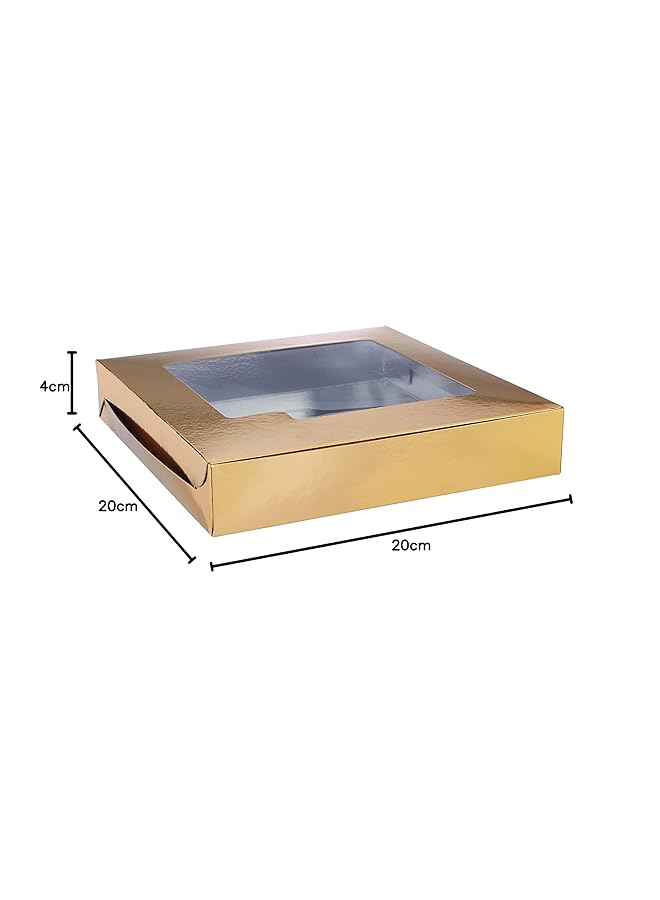 Hotpack Sweet Box Aluminum Gold With Window 20X20Cm 5 Pieces - Image 4
