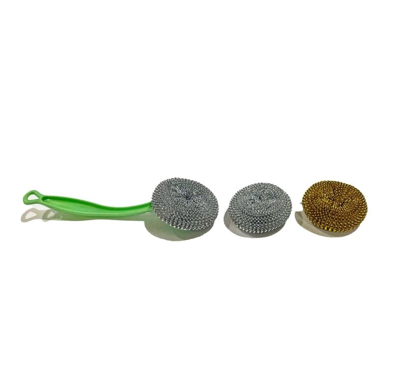 Long Handle Stainless Steel Wire Brush with Hanging Hole Multipurpose Cleaning Sink, Kitchen Cleaning Brush with Plastic Handle, Multicolor - Image 2