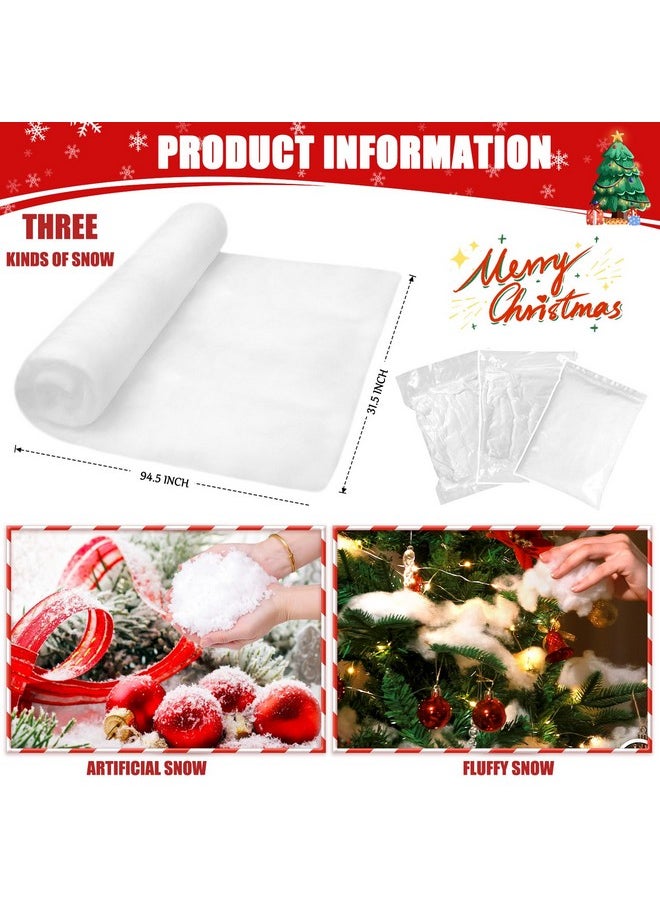 Hatisan hatisan 3 PCS Fake Snow Decoration, Fluffy Snow Blanket, Artificial Snow, Flocking Powder for Christmas Village Accessories Christmas Decorations Winter Decor  - Image 2