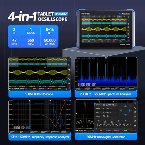 FNIRSI DPOS350P جهاز قياس تذبذب محمول 4 في 1 لوح رقمي 350MHz محلل طيف 200KHz 350MHz محلل استجابة تردد مولد DDS 2CH جهاز قياس تذبذب محمول 1 GSas 7 شاشة لمس رقمية فوسفورية - Image 3