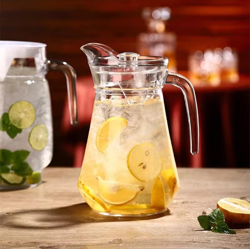 PrimeWorld Premium 7 pcs Set of Water Jug and Glasses Set of 6 Pcs and Jug Set Glasses 300ML Jug 13 Liter for Dining Table Juice Iced Tea Milk Cold Brew Coffee Lemonade Fridge Storage - Image 2