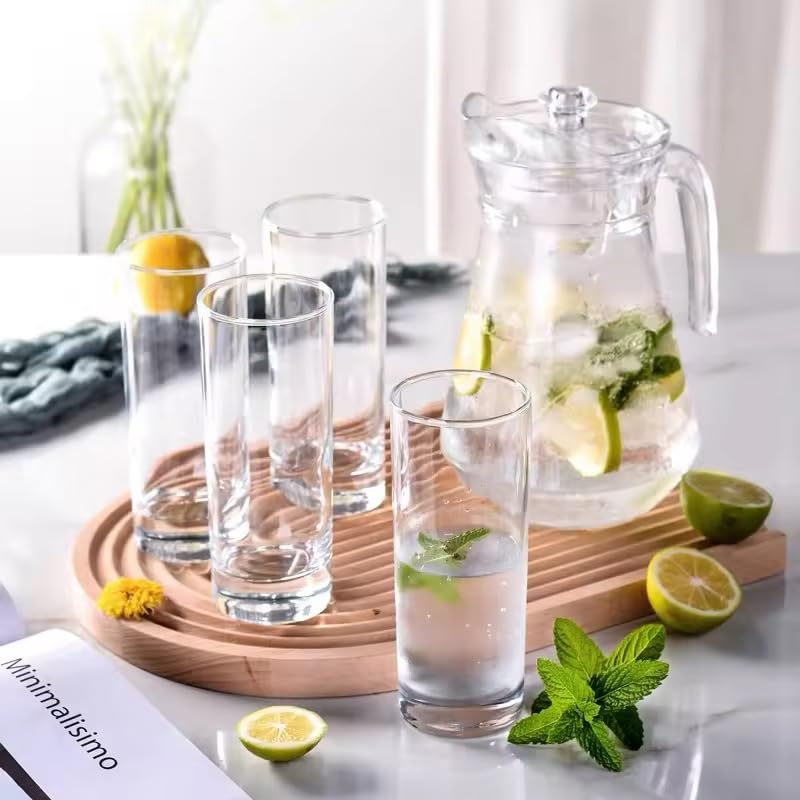 PrimeWorld Premium 7 pcs Set of Water Jug and Glasses Set of 6 Pcs and Jug Set Glasses 300ML Jug 13 Liter for Dining Table Juice Iced Tea Milk Cold Brew Coffee Lemonade Fridge Storage - Image 3
