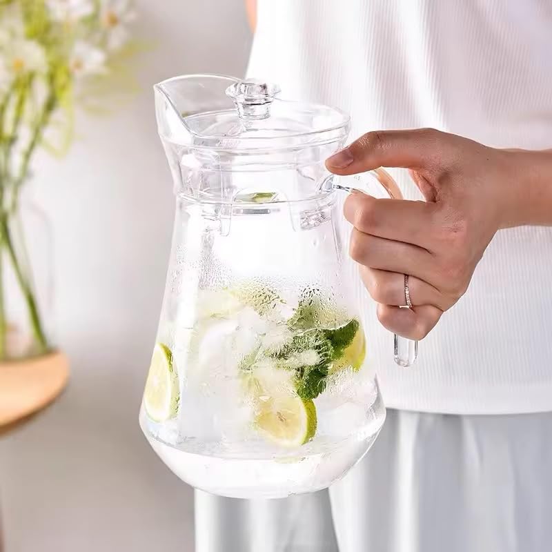 PrimeWorld Premium 7 pcs Set of Water Jug and Glasses Set of 6 Pcs and Jug Set Glasses 300ML Jug 13 Liter for Dining Table Juice Iced Tea Milk Cold Brew Coffee Lemonade Fridge Storage - Image 4