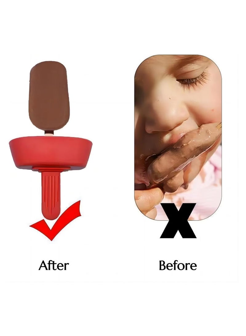 GMORO 4 PCS Reusable Popsicle Holders, No Drip Ice Cream Cone Holder, Ice Pops Holder, Popsicle Drip Catcher, Prevents Sticky Hands and Messy Floors  - Image 3