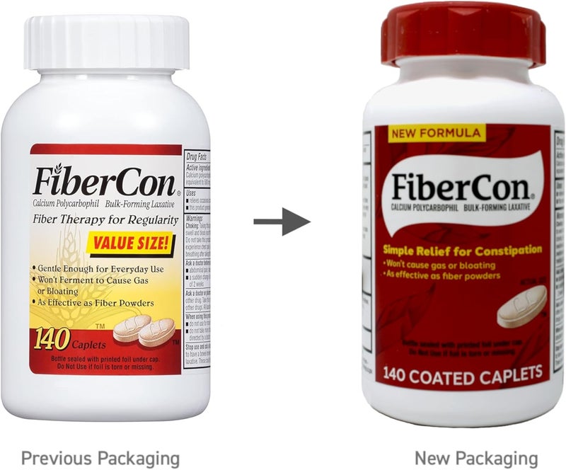 FiberCon Coated Caplets - Gentle Laxative for Constipation Relief, 140 Count - Image 5