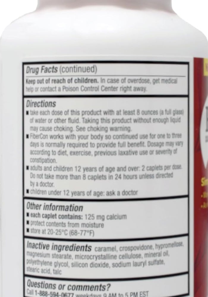 FiberCon Coated Caplets - Gentle Laxative for Constipation Relief, 140 Count - Image 2