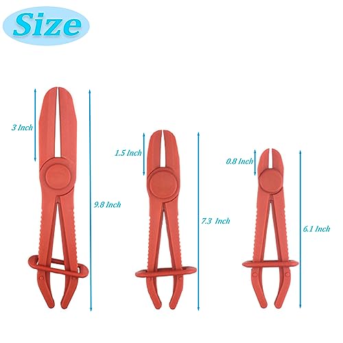 OBTANIM 3 Pack Plastic Hose Pinch Off Pliers Line Clamp Pliers Set Tool for Automotive Flexible Hoses, Gas Lines Radiator Brake Coolant and Fuel Lines (Red) - Image 2