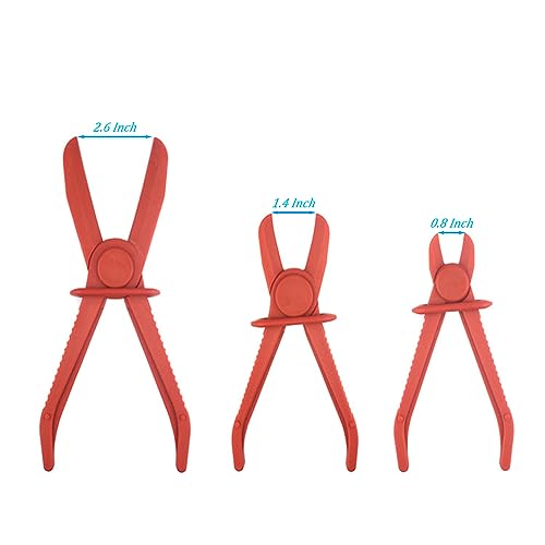 OBTANIM 3 Pack Plastic Hose Pinch Off Pliers Line Clamp Pliers Set Tool for Automotive Flexible Hoses, Gas Lines Radiator Brake Coolant and Fuel Lines (Red) - Image 3