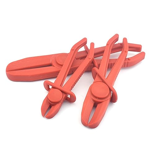 OBTANIM 3 Pack Plastic Hose Pinch Off Pliers Line Clamp Pliers Set Tool for Automotive Flexible Hoses, Gas Lines Radiator Brake Coolant and Fuel Lines (Red) - Image 4